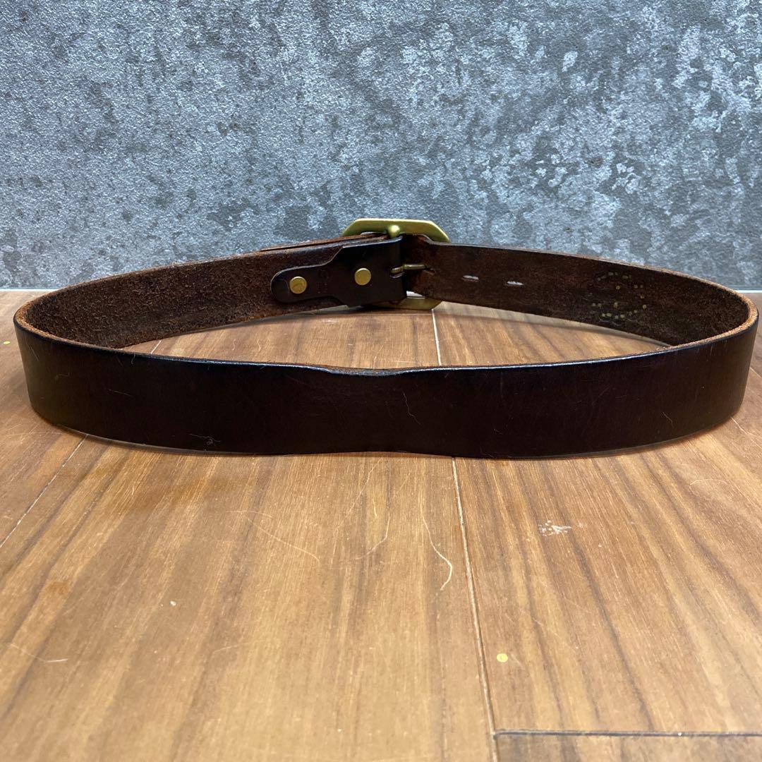HTC フラワースタッズベルト イエローストーン&ダークブラウンレザー 32