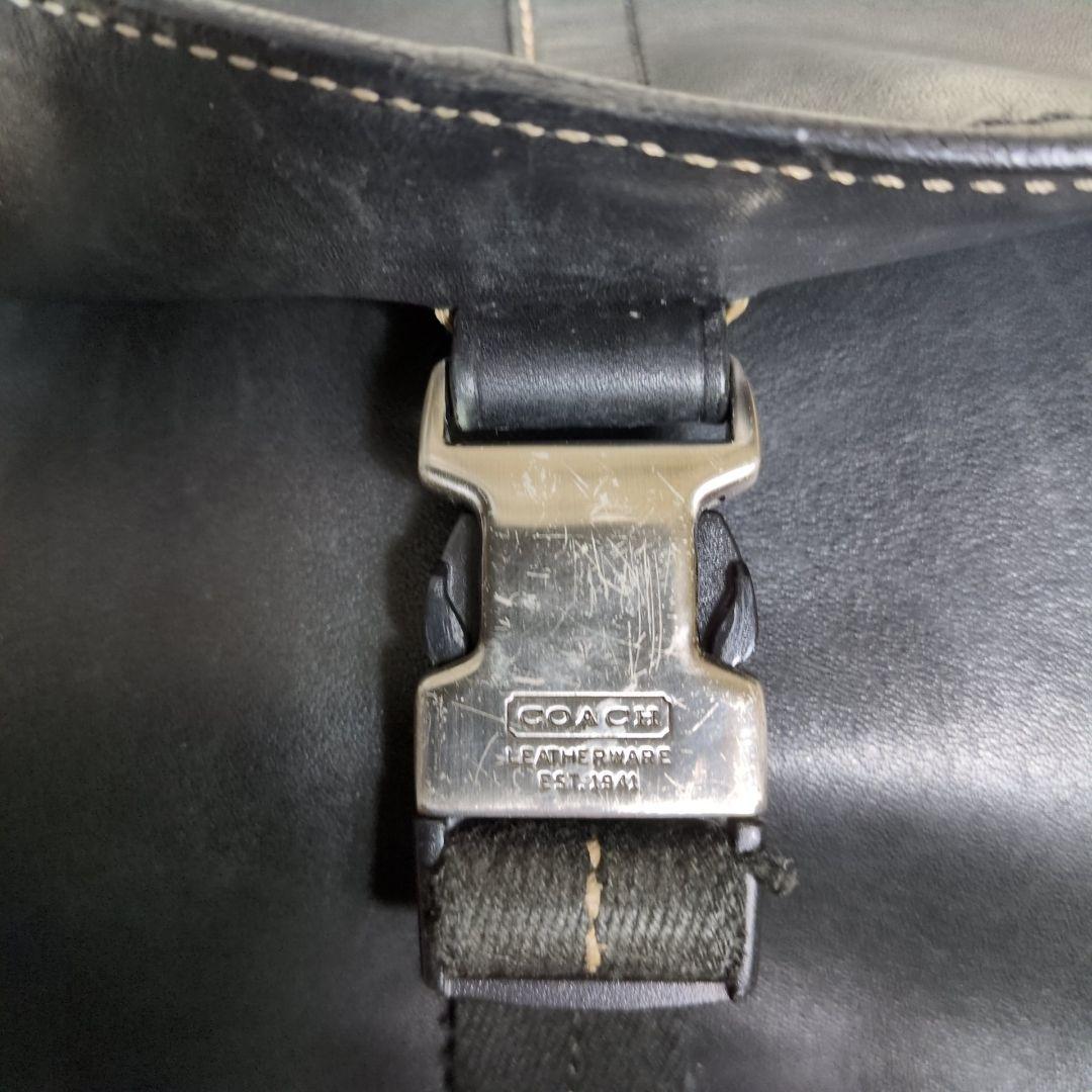 コーチ メッセンジャーバッグ 斜め掛け レザー ブラック