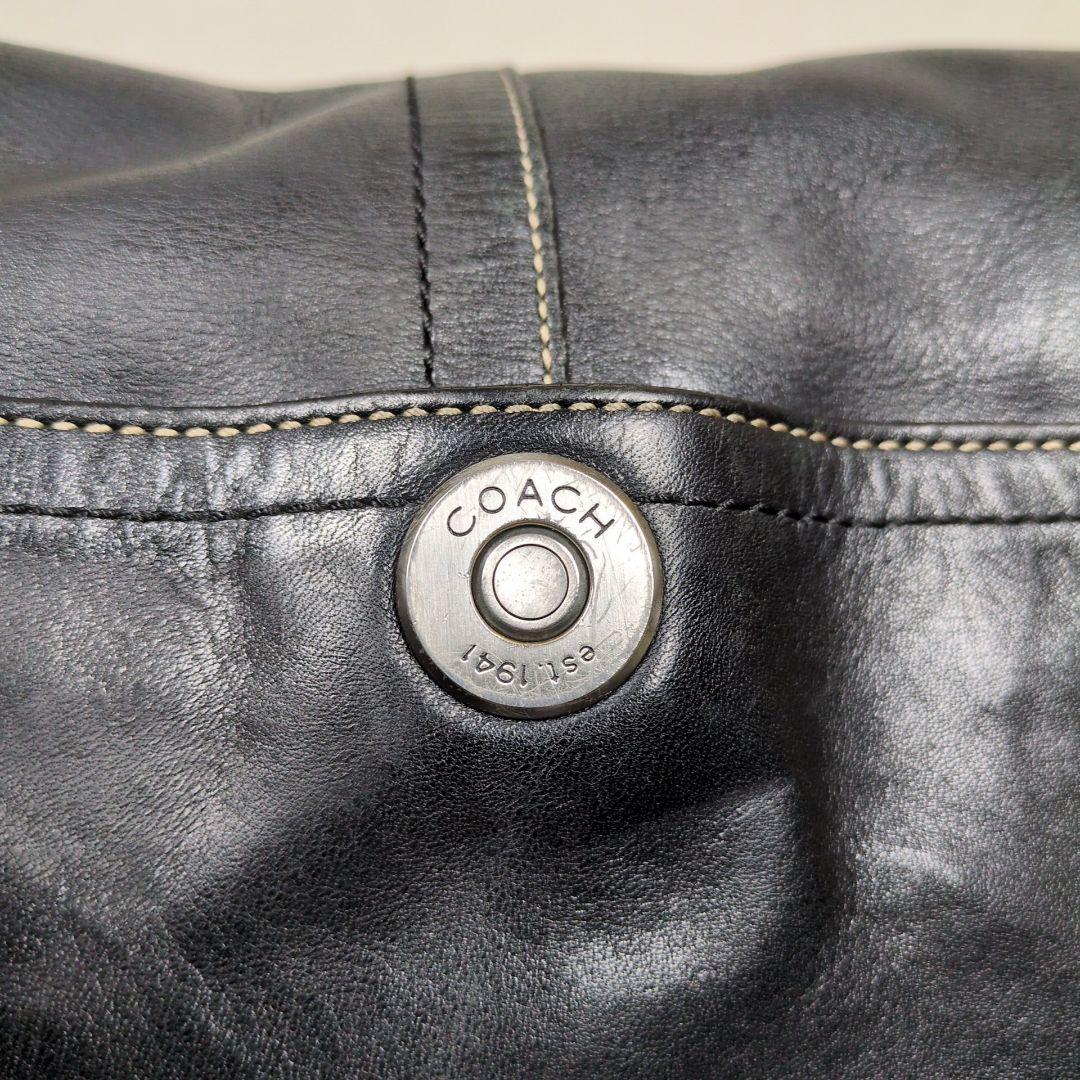 コーチ メッセンジャーバッグ 斜め掛け レザー ブラック