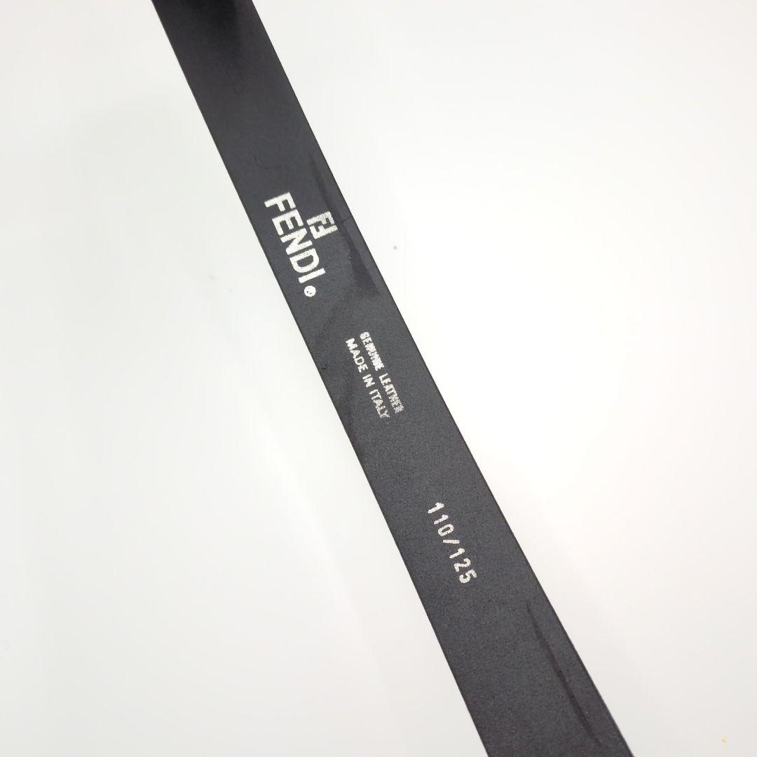 【美品】FENDI フェンディ 丸型 ロゴ シルバー バックル ベルト 本革