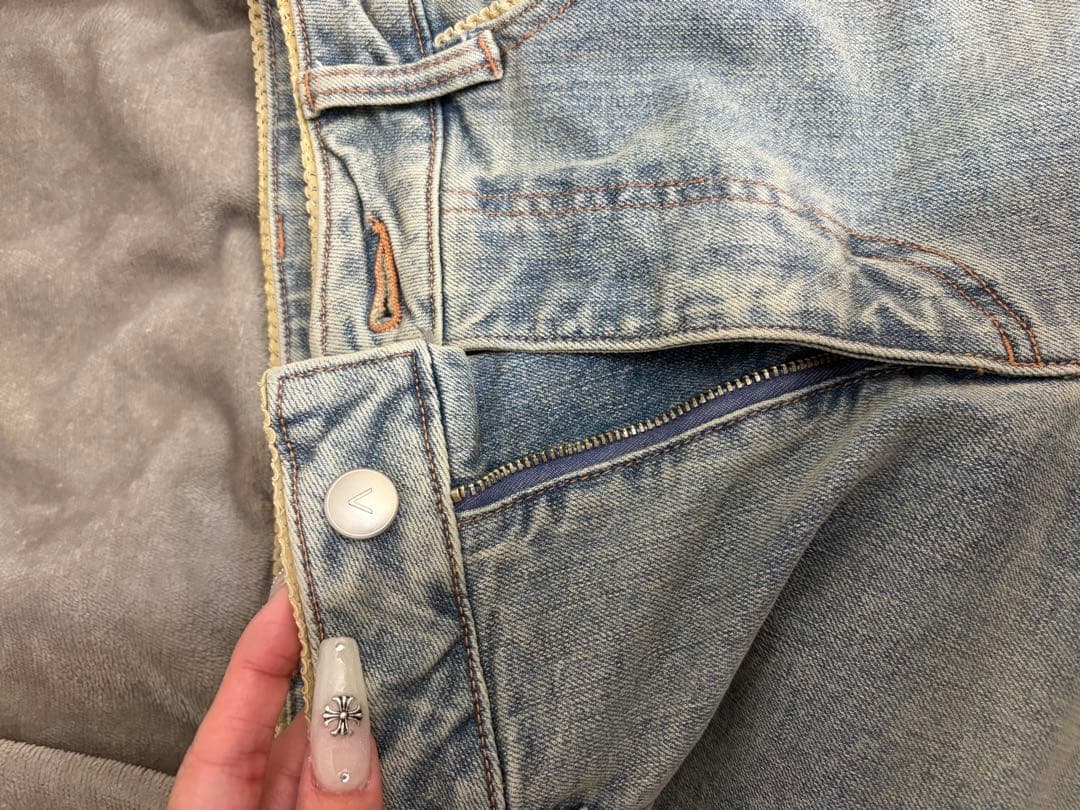 パンツ andmary Heart stitch denim light blue M