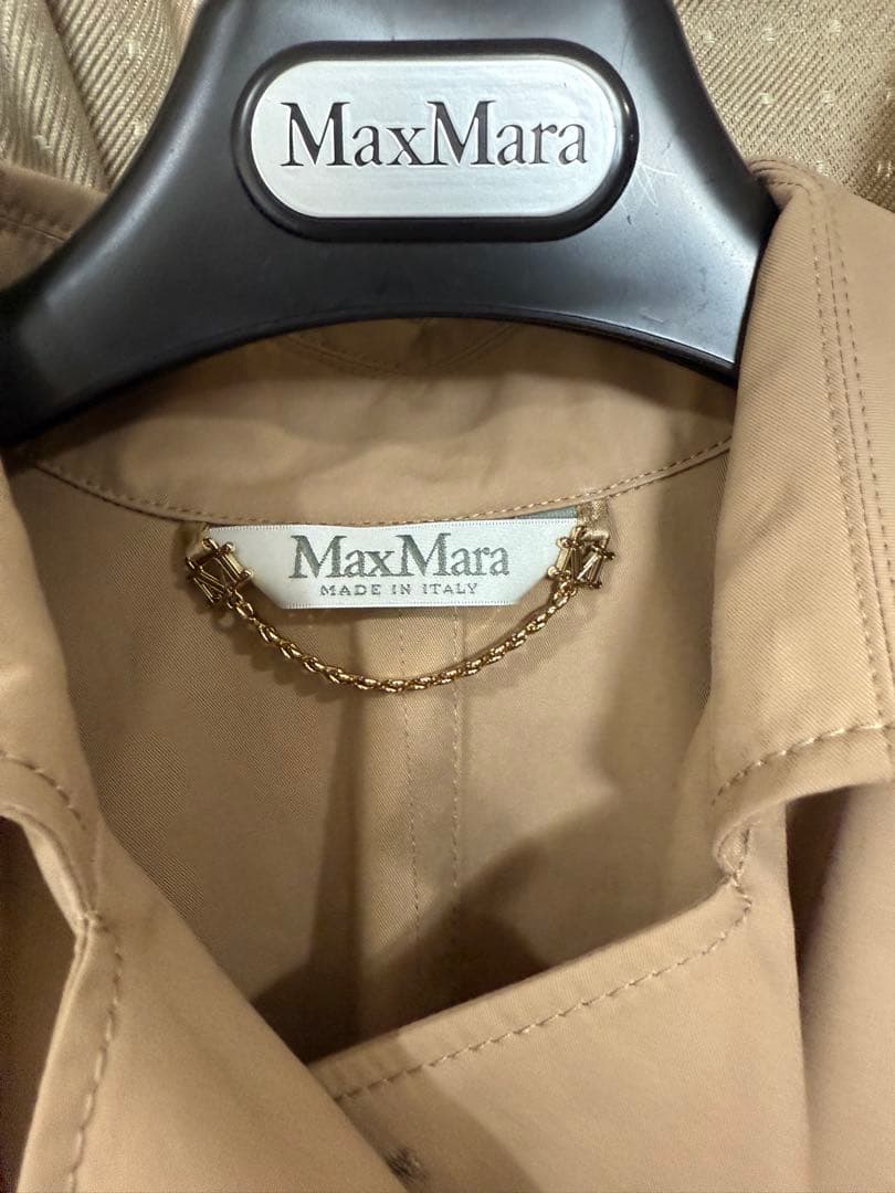 美品MaxMaraピュアコットンケープベージュトレンチコート