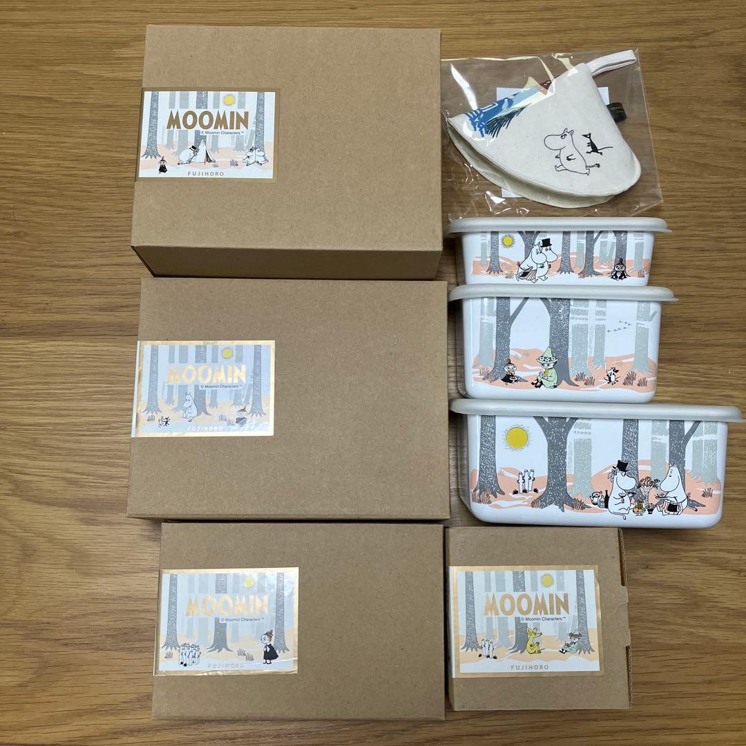 ムーミン　インザフォレスト　浅型角容器M・L キャニスターS セット