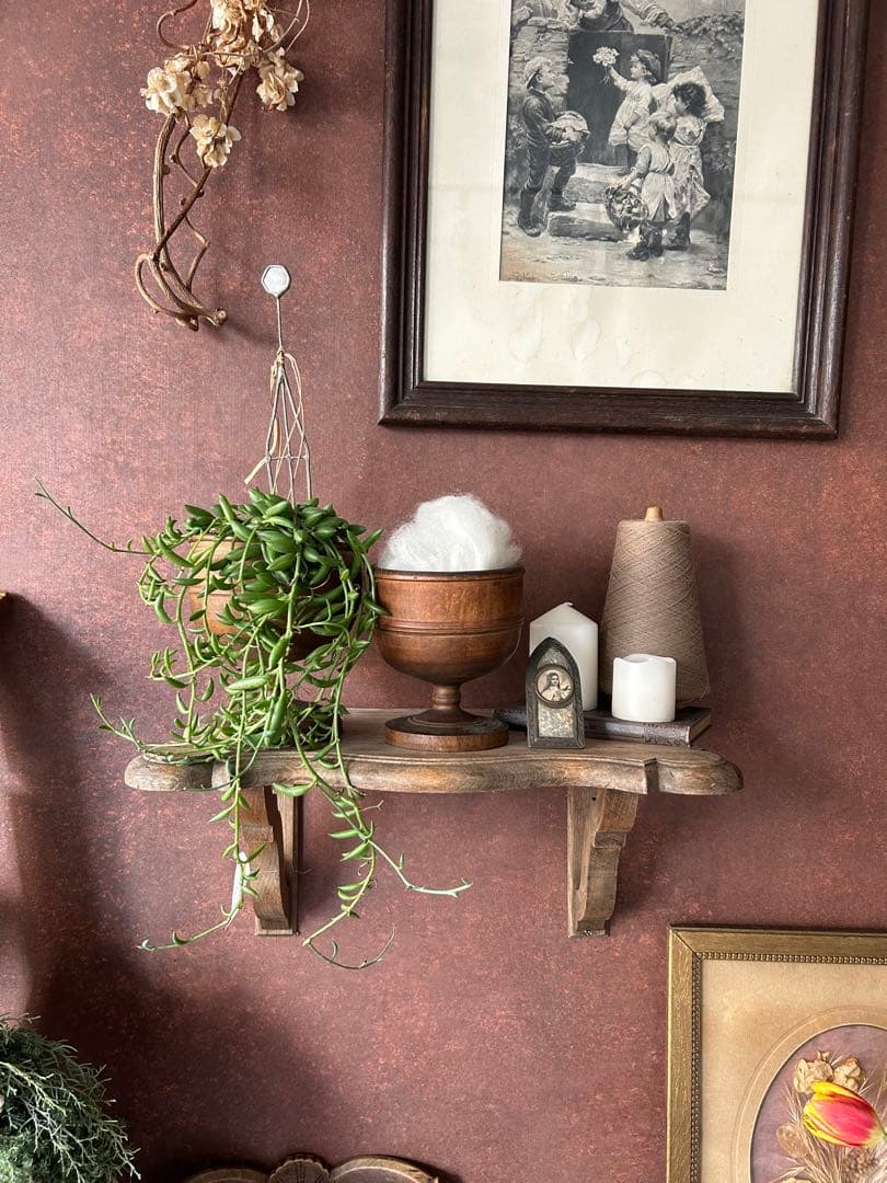 フランス アンティーク ウォールシェルフ 壁掛け棚 木製 無垢材 彫刻　剥離