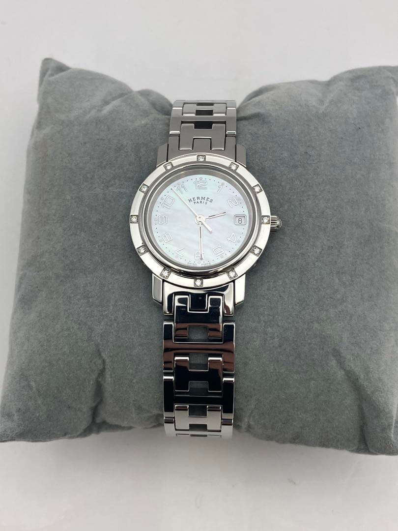 【極美品】エルメス クリッパー ナクレ CL4.230 12Pダイヤ 不動品Y