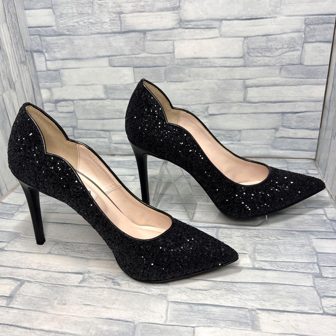 ✨新品✨DIANA グリッター パンプス ポインテッドトゥ ブラック 25㎝