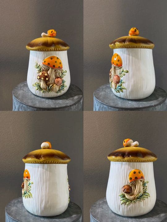 ビンテージ アンティーク 容器 きのこ 小物入れ 飴 ケース 美品