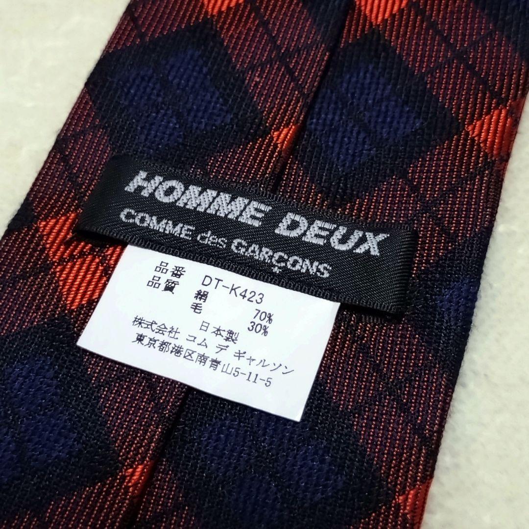 極美品■コムデギャルソン　オムドゥ　ネクタイ　チェック柄　シルク×ウール