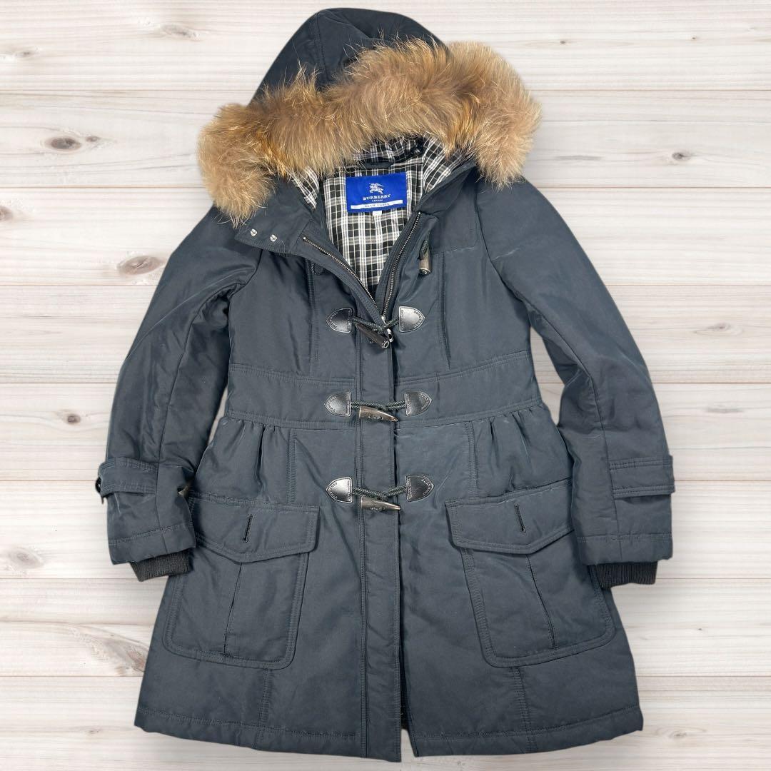 【美品】バーバリーブルーレーベル ダッフル風 中綿コート ノバチェック 38