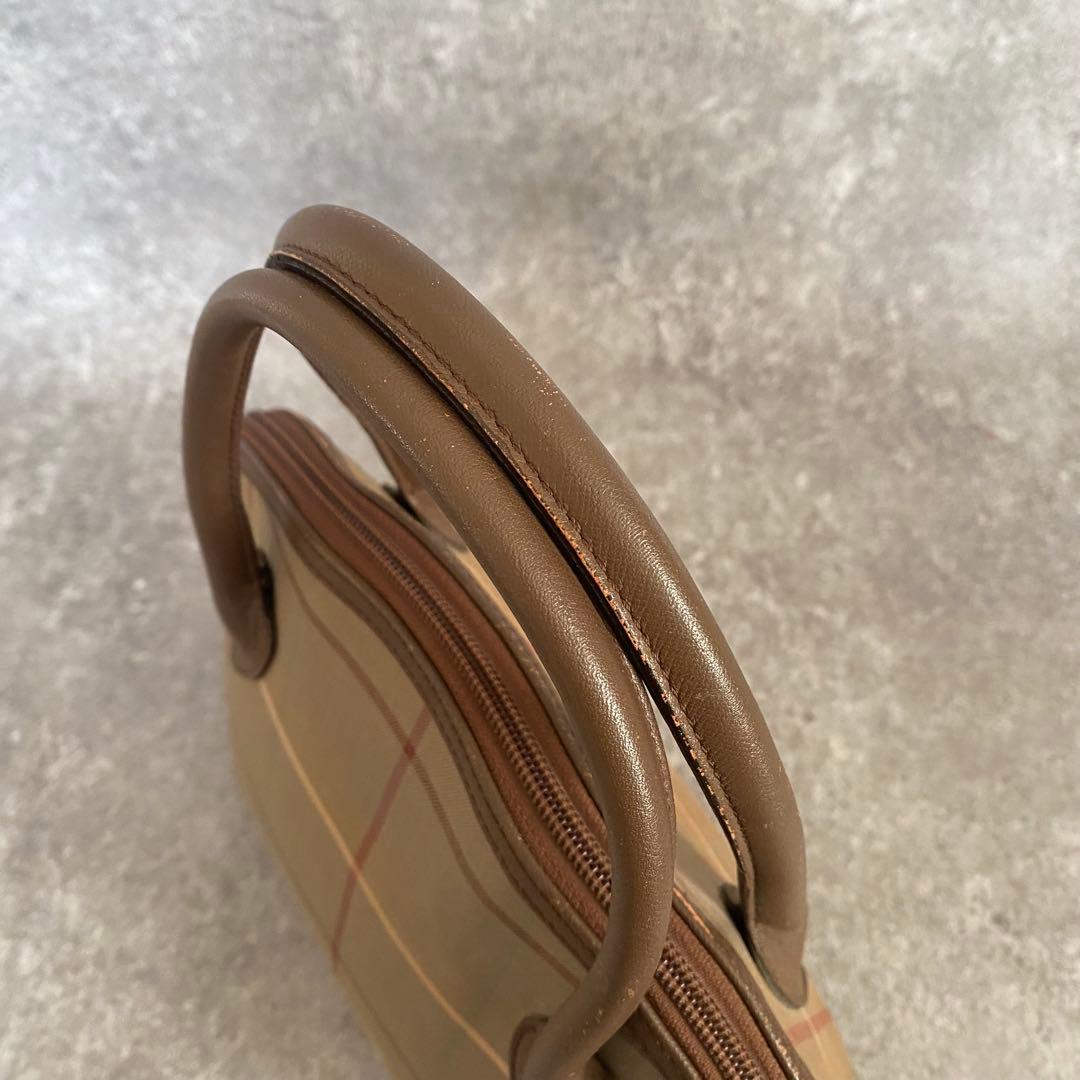 バーバリー　トートバッグ　2way ノバチェック　タマムシ　キャンバス　レザー