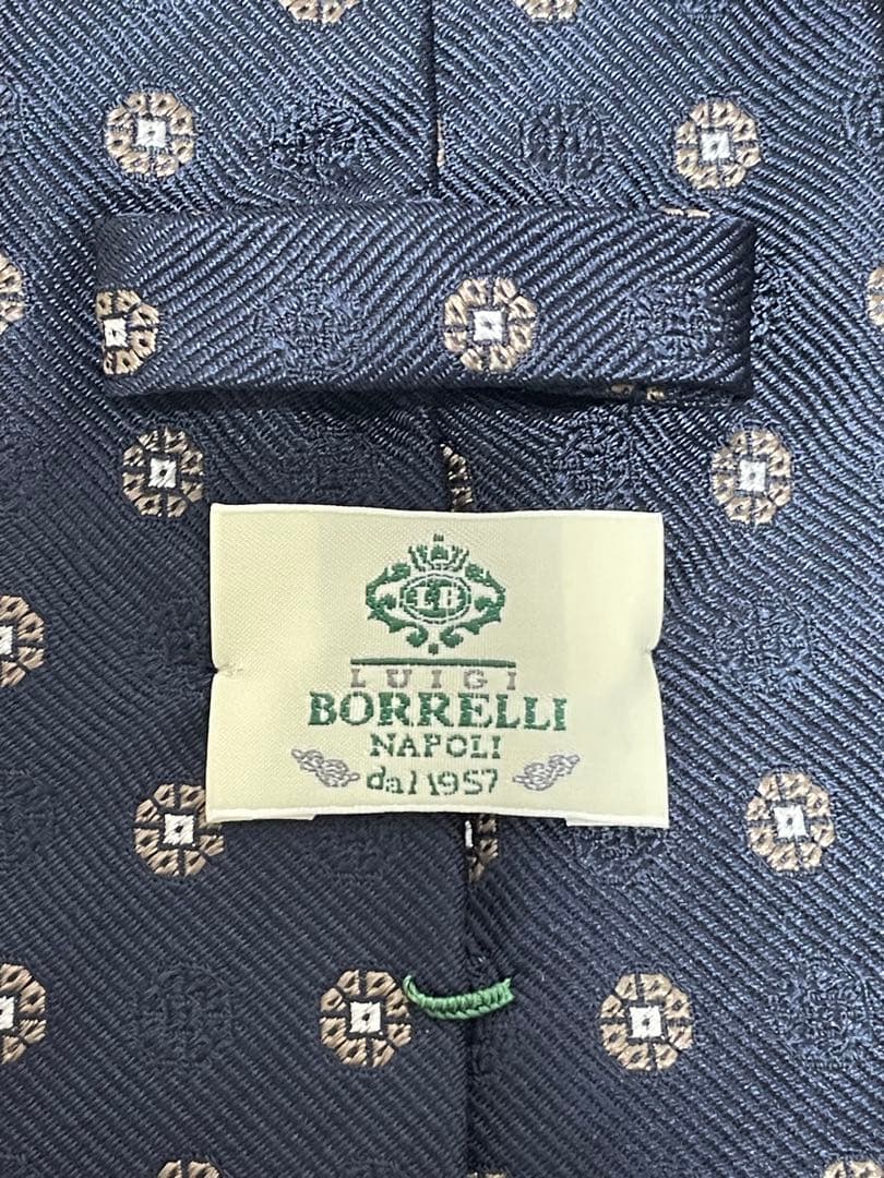 【LUIGI BORRELLI】 ルイジ・ボレッリ シルクツイル小紋柄ネクタイ