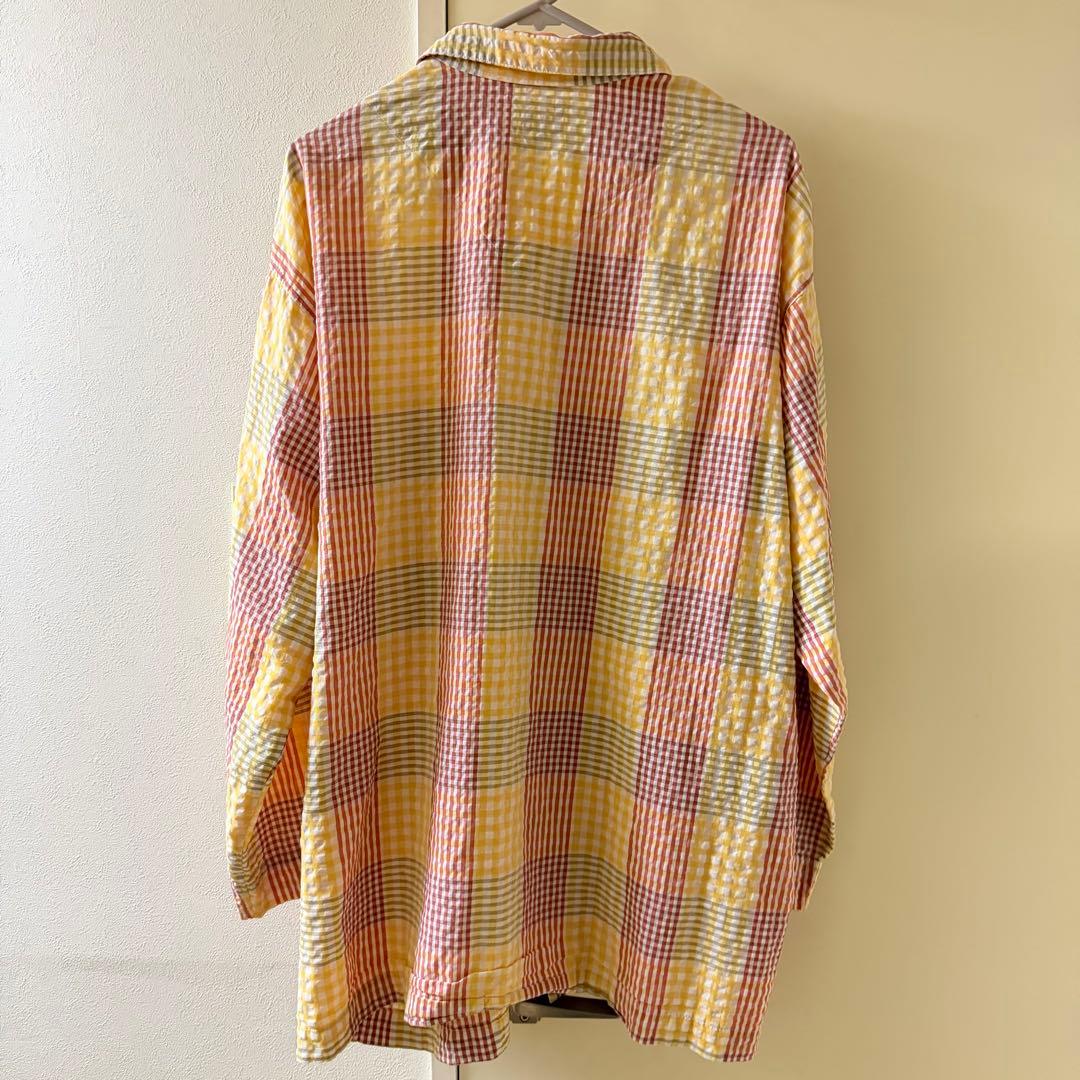 イッセイミヤケ　ISSEY MIYAKE シアサッカー　長袖　チェックシャツ