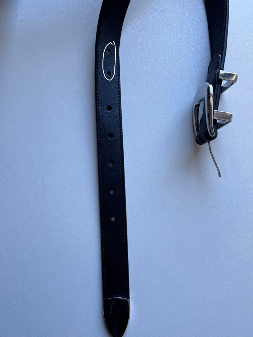 Celine 黒レザーベルト シルバー二重バックル