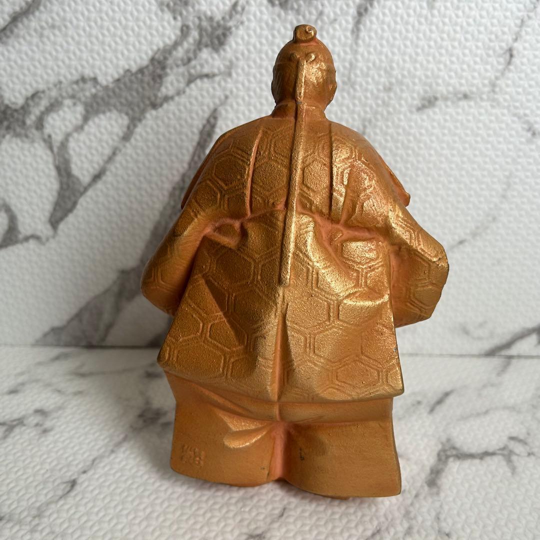 【昭和中期 当時物】焼物夫婦像 一対｜金彩 着物人物像｜刻印あり 昭和レトロ置物