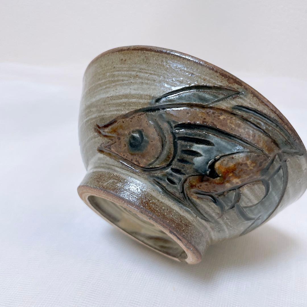 金城次郎 魚文 4寸マカイ 笑魚 壺屋焼 やちむん 沖縄 魚紋 お茶碗 民藝