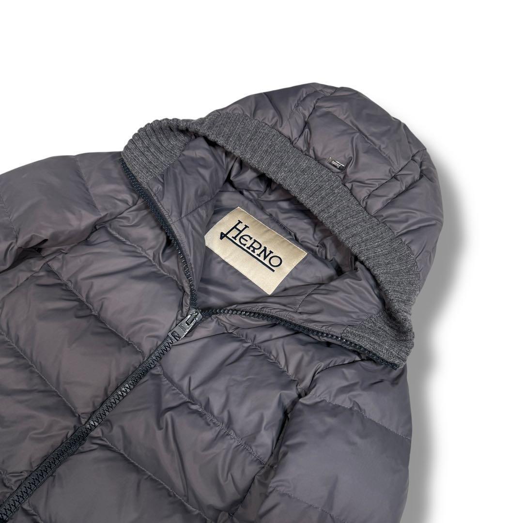 HERNO POLAR-TECH 切替 ロング リブニット ダウンコート