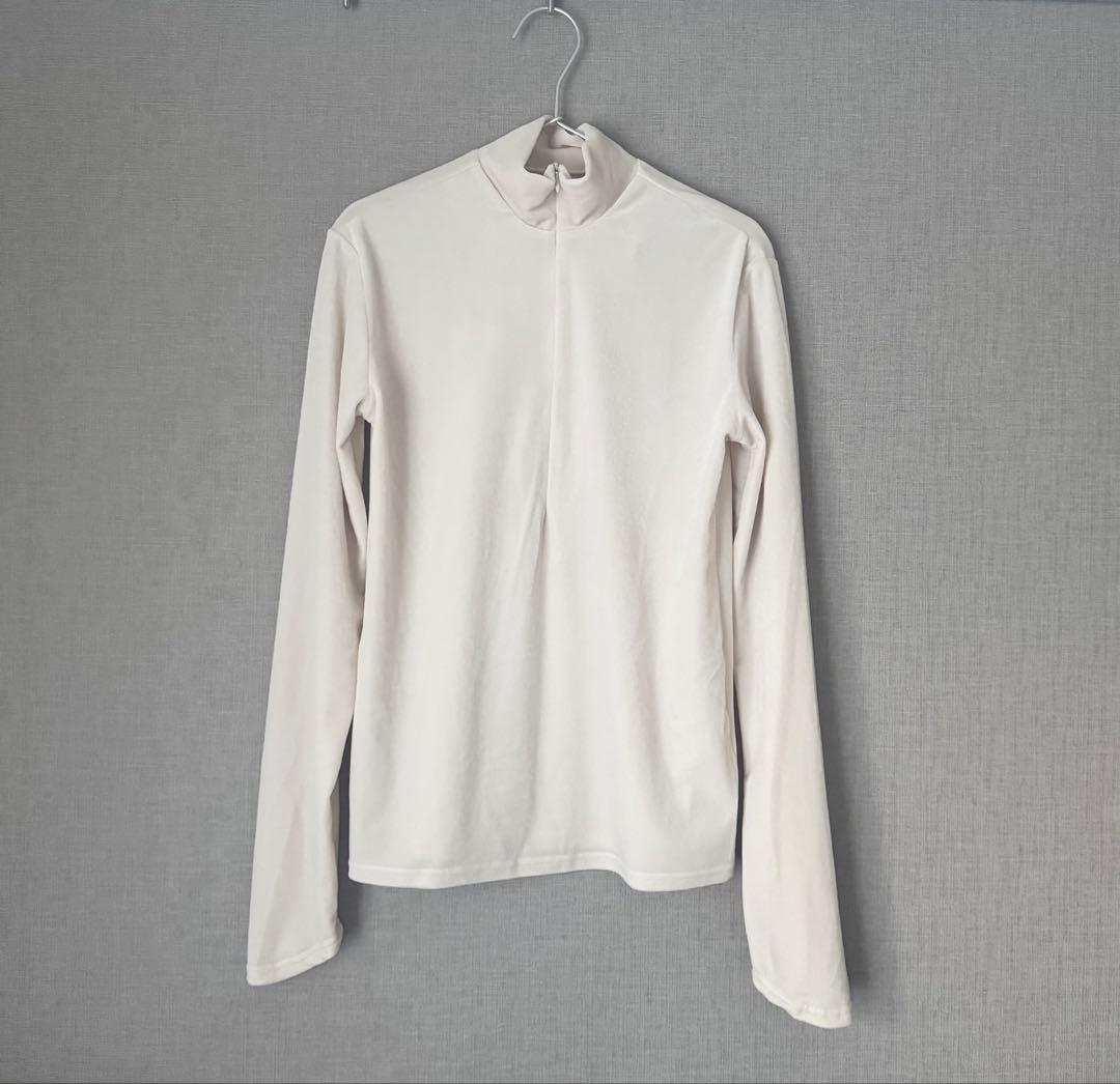 トップス ENOF velour jersey zip tops Ecru