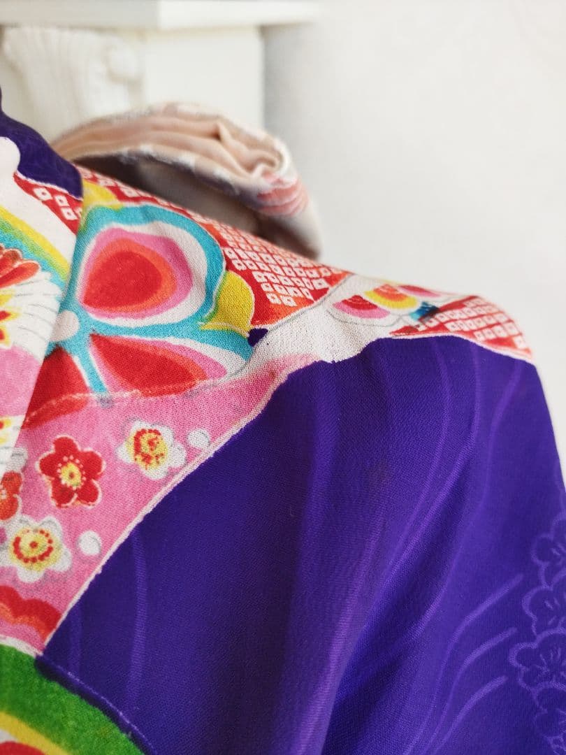 アンティーク青紫の着物単品