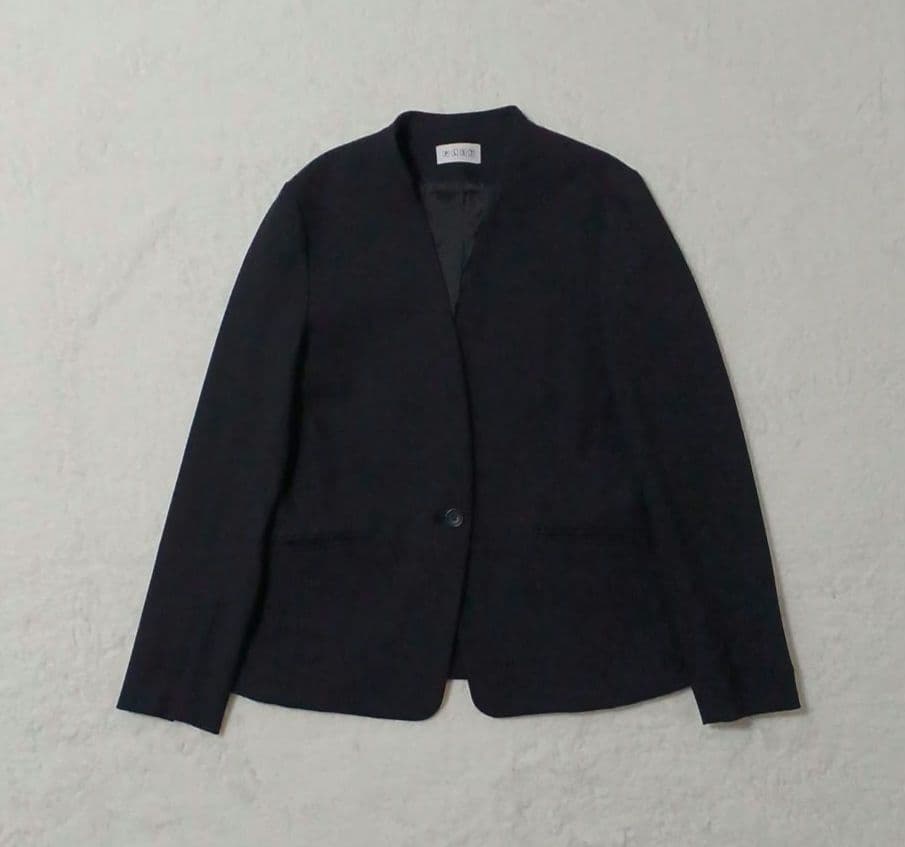 洗える！PLST プラステ ノーカラージャケット パンツ セットアップ 黒 M