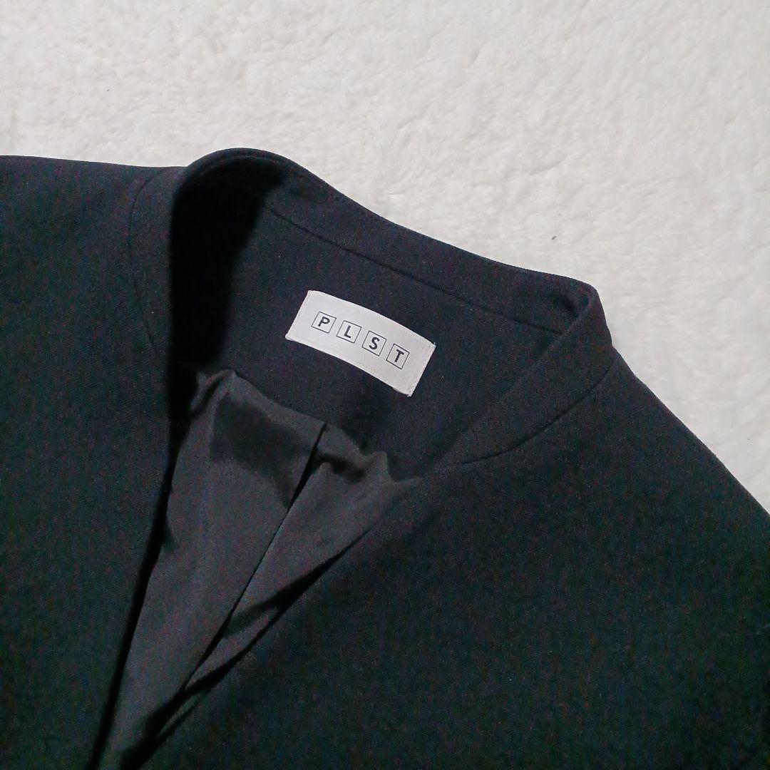 洗える！PLST プラステ ノーカラージャケット パンツ セットアップ 黒 M