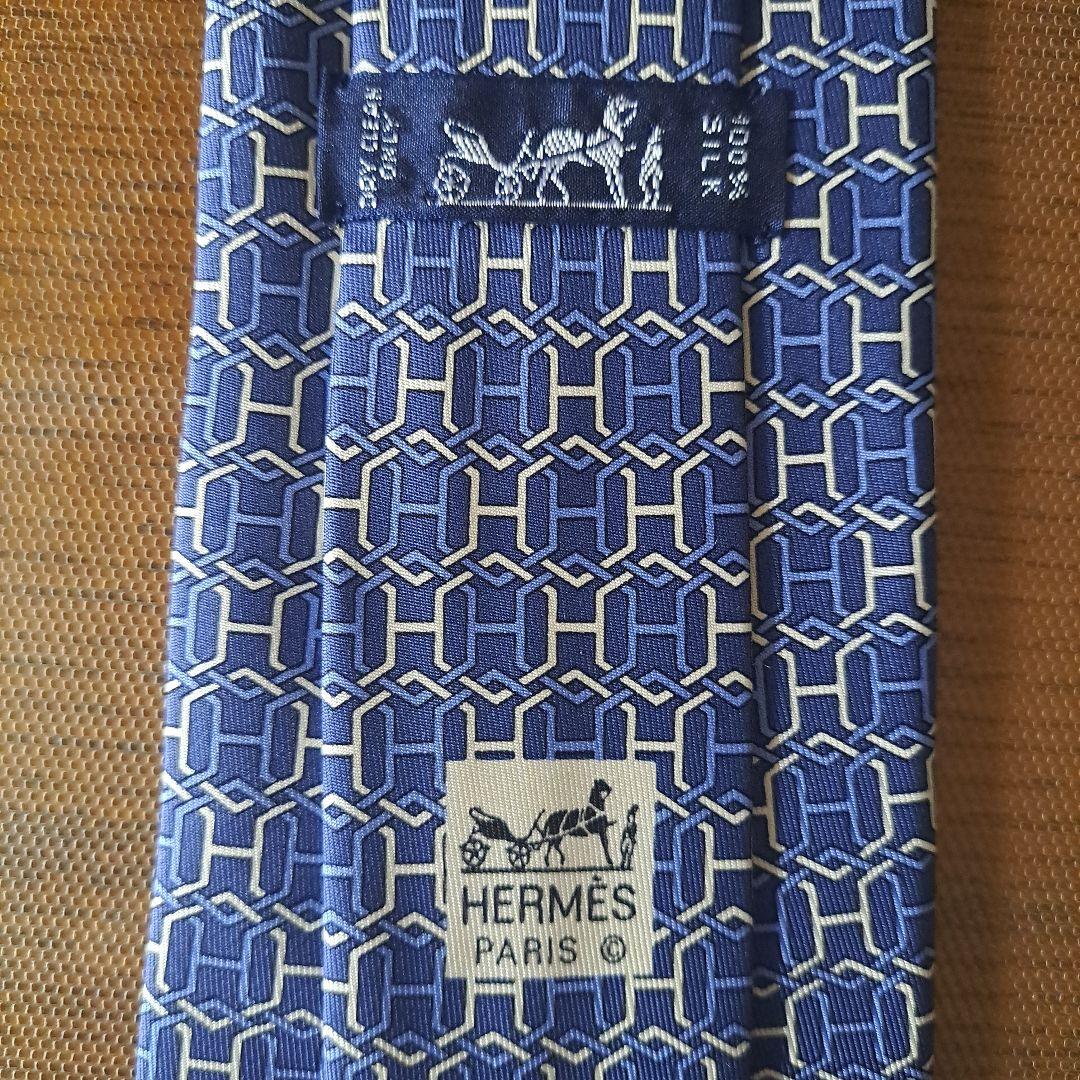 HERMES シルクネクタイ ネイビー 7569SA