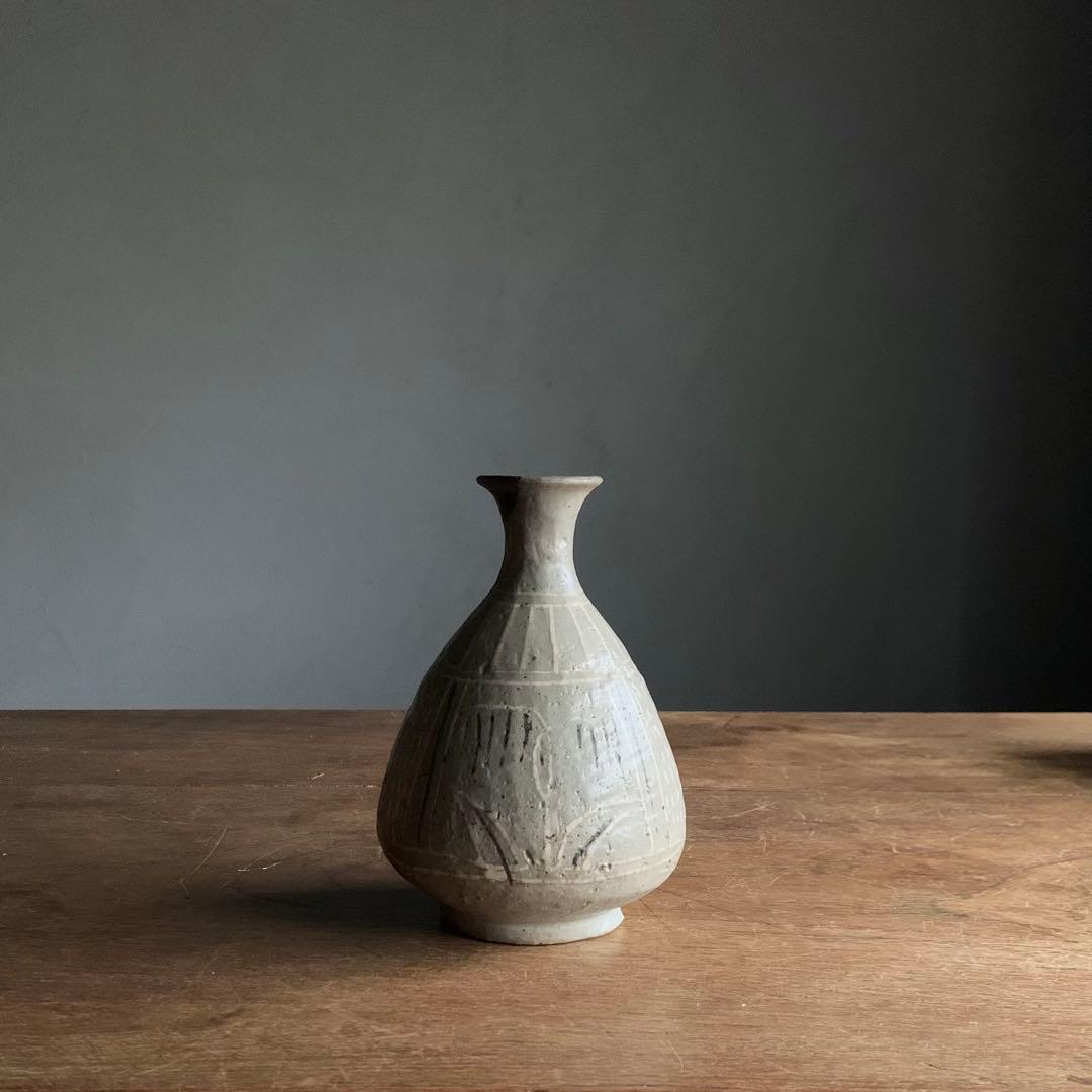 三島 白黒象嵌 徳利 古道具 アンティーク 酒器