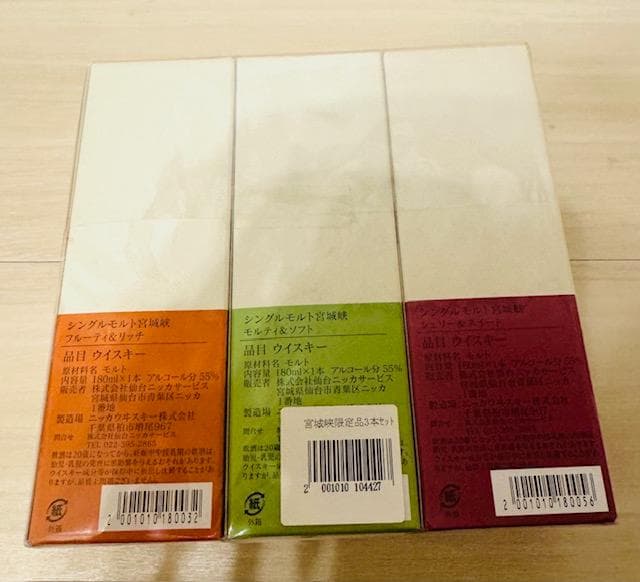 宮城峡 シェリー&スイート・モルティ&ソフト・フルーティ&リッチ180ml 3本