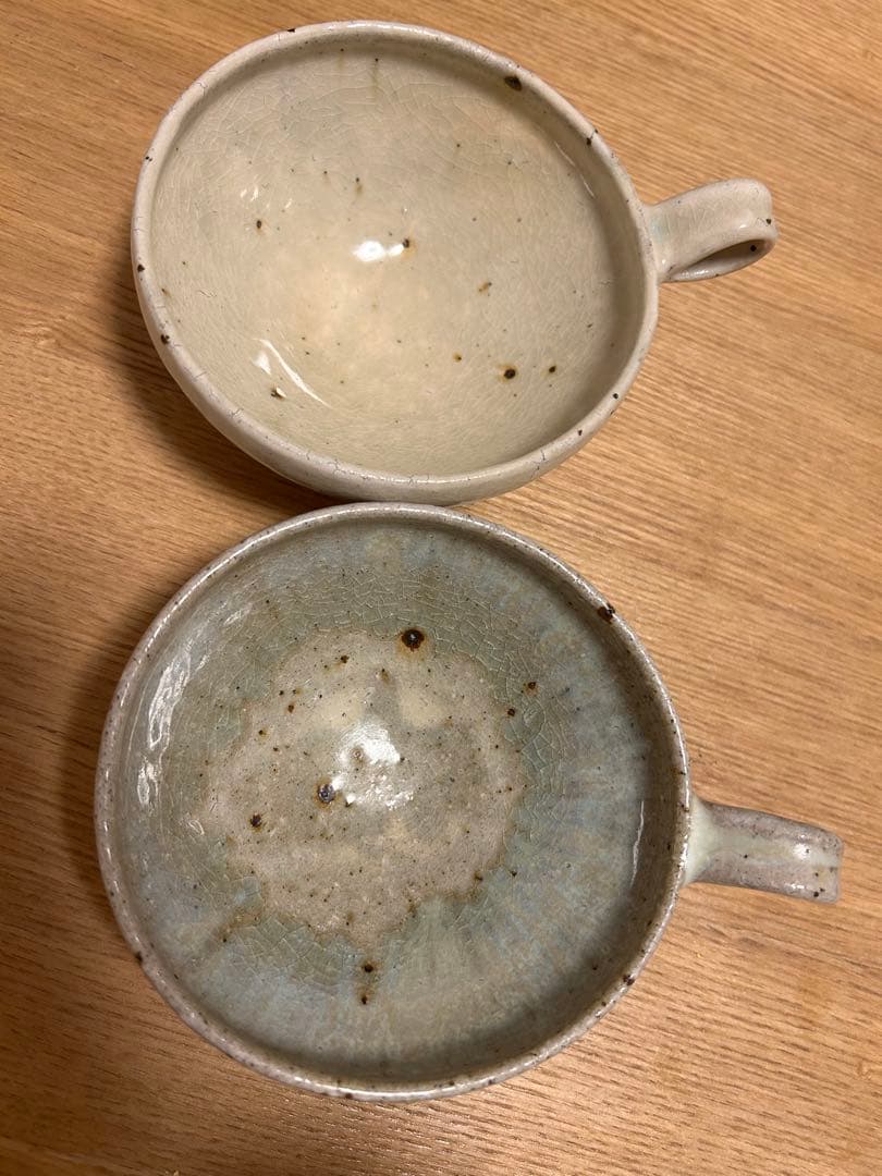 中村哲雄　薄灰　粉引 スープカップ 2個セット　作家もの