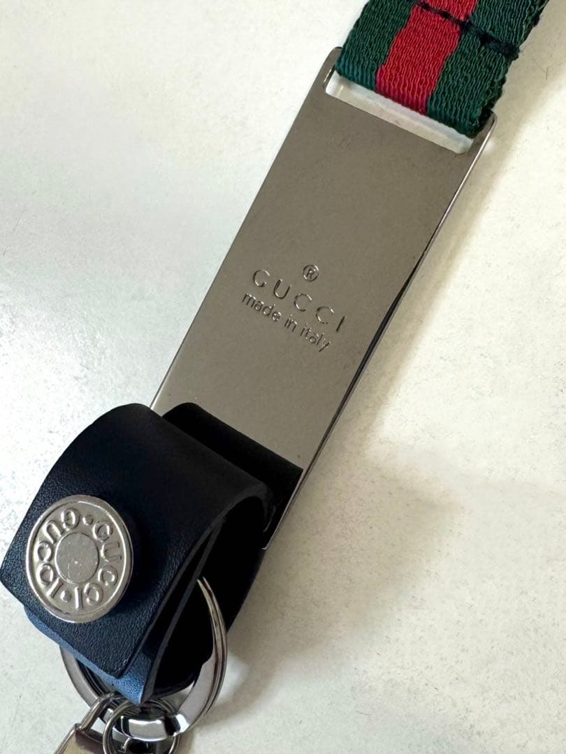 【美品】グッチ GUCCI シェリー ネックストラップ プレート キーホルダー