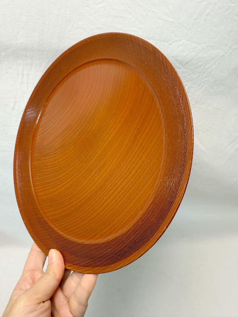 未使用 茶道具 指物師 萩井 好斎作 欅 丸盆 底印 共箱