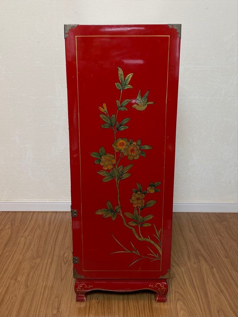 中国　花柄　アンティーク　タンス