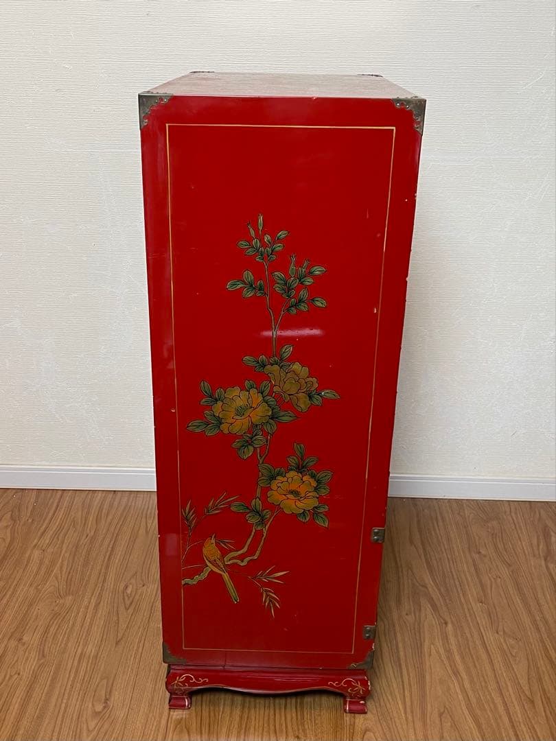 中国　花柄　アンティーク　タンス