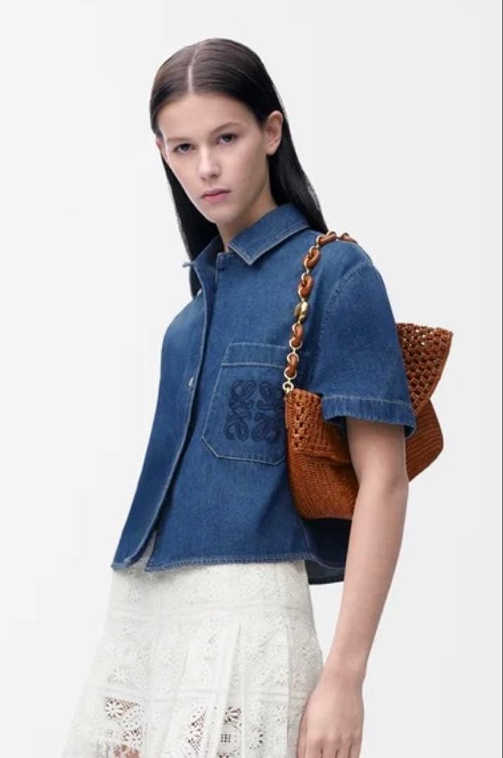 LOEWE ロエベ タグ付新品完売商品 ショートスリーブ デニムシャツ 32