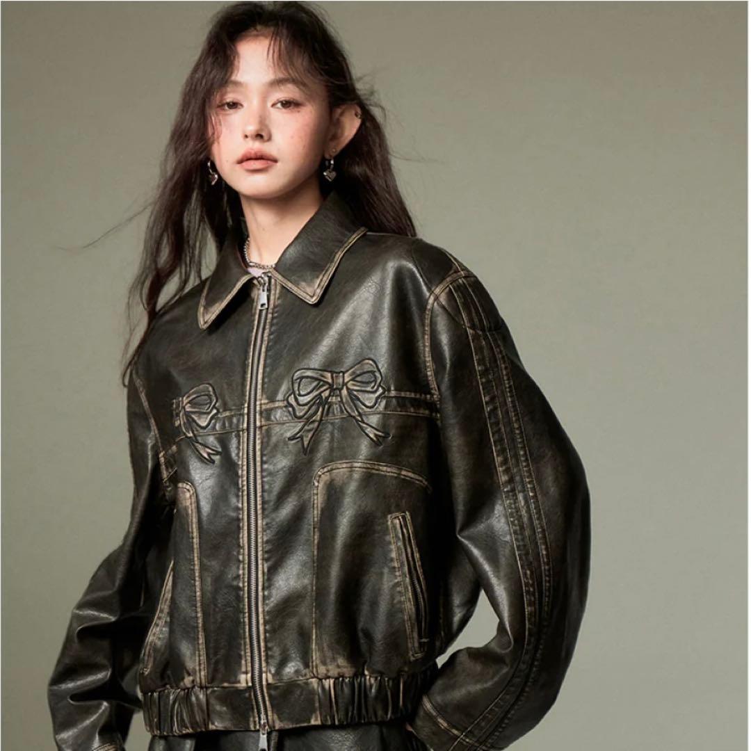 DIDDI MODA レトロリボンレザージャケット M