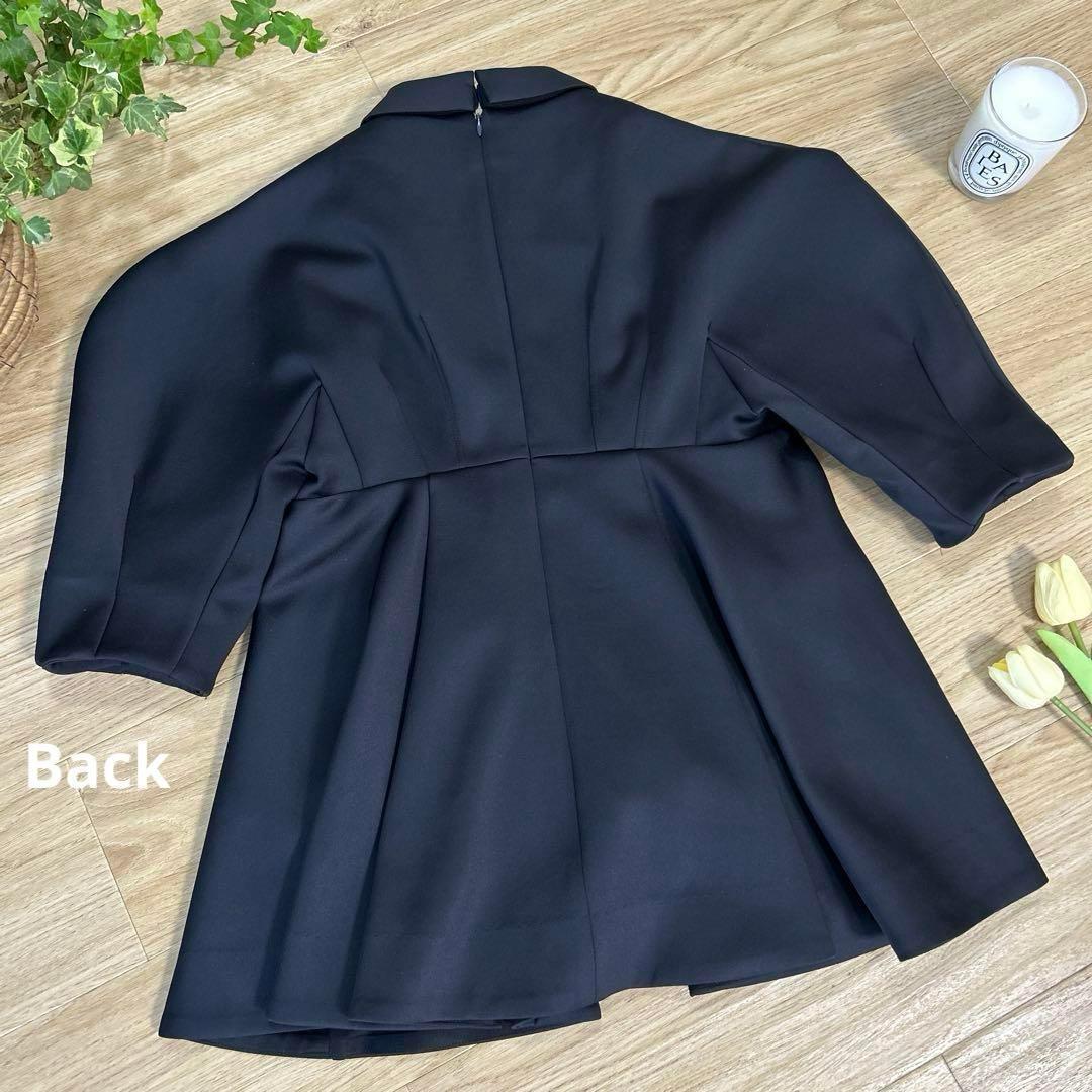 CELFORDセルフォード　ポンチ半袖トップス36ペプラムシルエット衿取り外し可