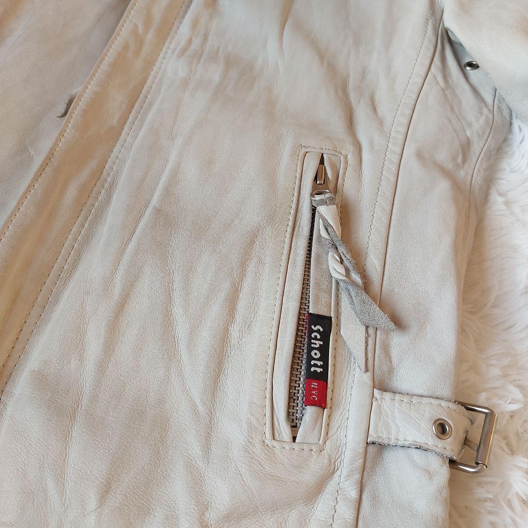 ジャケット・アウター Schott CLASSIC RACER Single Riders White