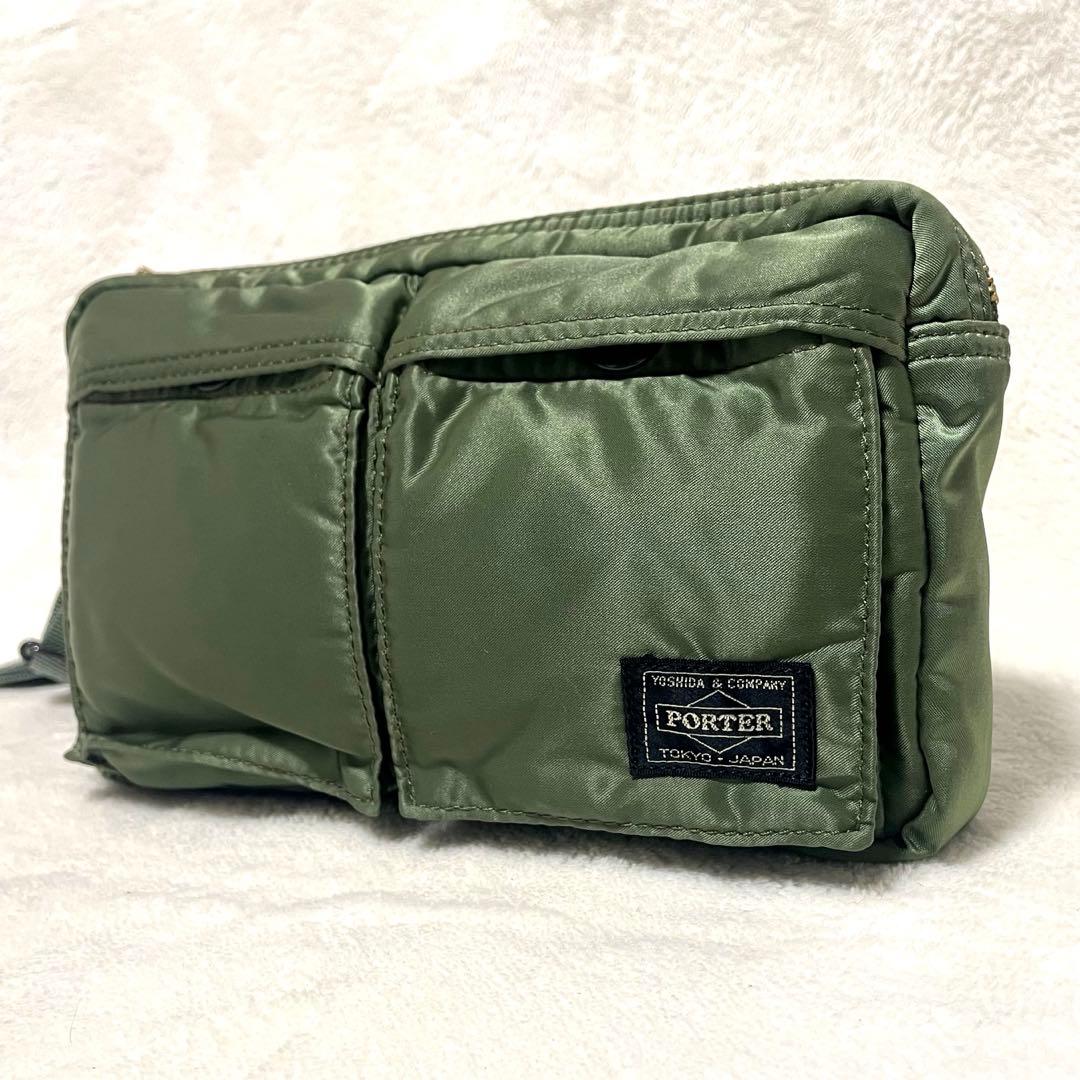【未使用級】 PORTER タンカー ボディバッグ セージグリーン