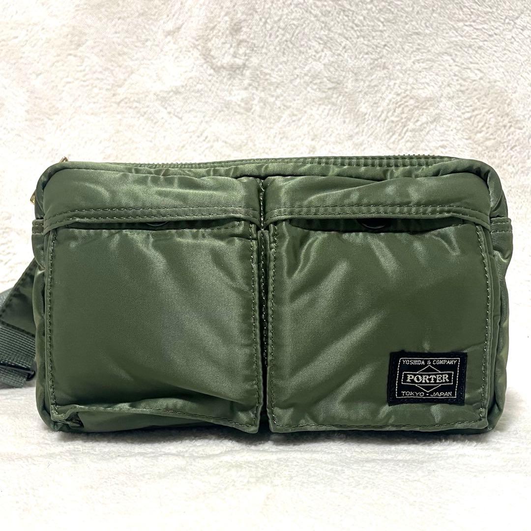 【未使用級】 PORTER タンカー ボディバッグ セージグリーン