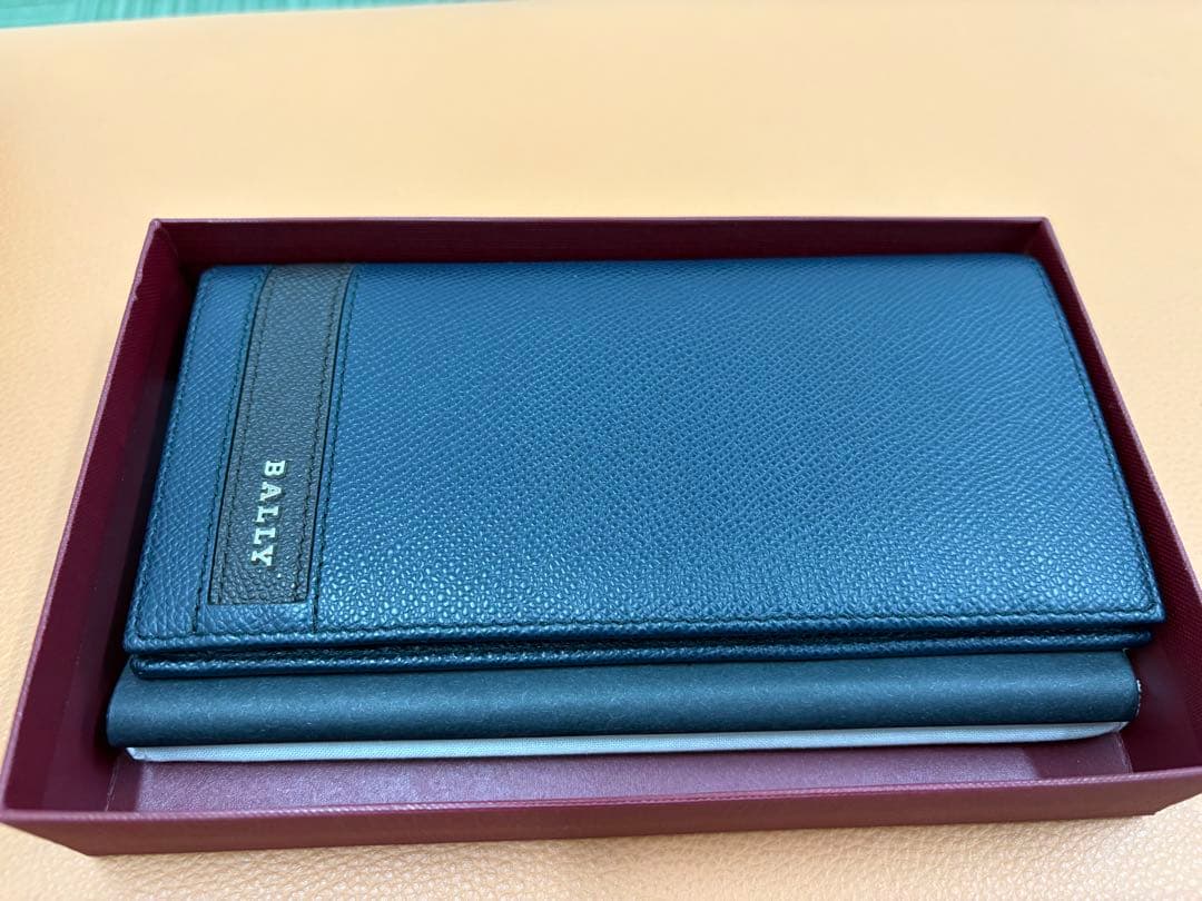 BALLY ネイビー レザー 長財布 箱付き