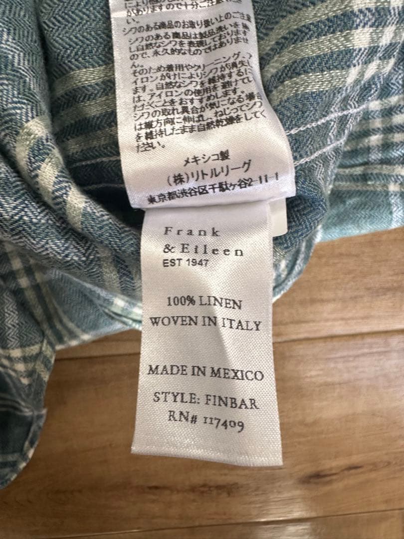 極美品Frank & Eileen チェック柄　ブルー長袖シャツ XL
