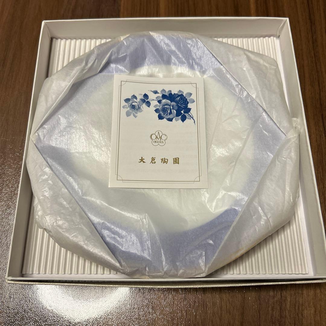 【新品•未使用•箱あり】大倉陶園 色蒔 パンジー デザート皿 ブルー
