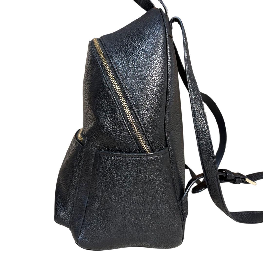【美品】Kate Spade シボ革　バックパック　リュック　オールレザー　黒