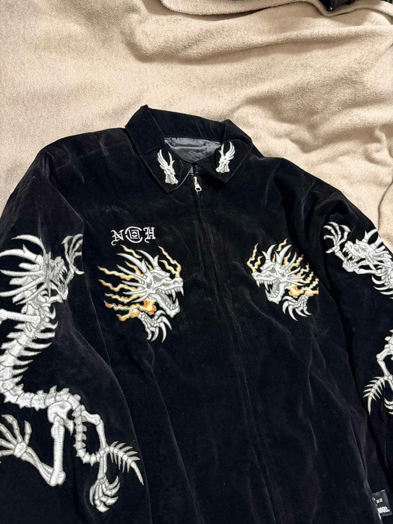 龍刺繍 未使用 黒 別珍 龍 スカジャン unisex 美品 vintage