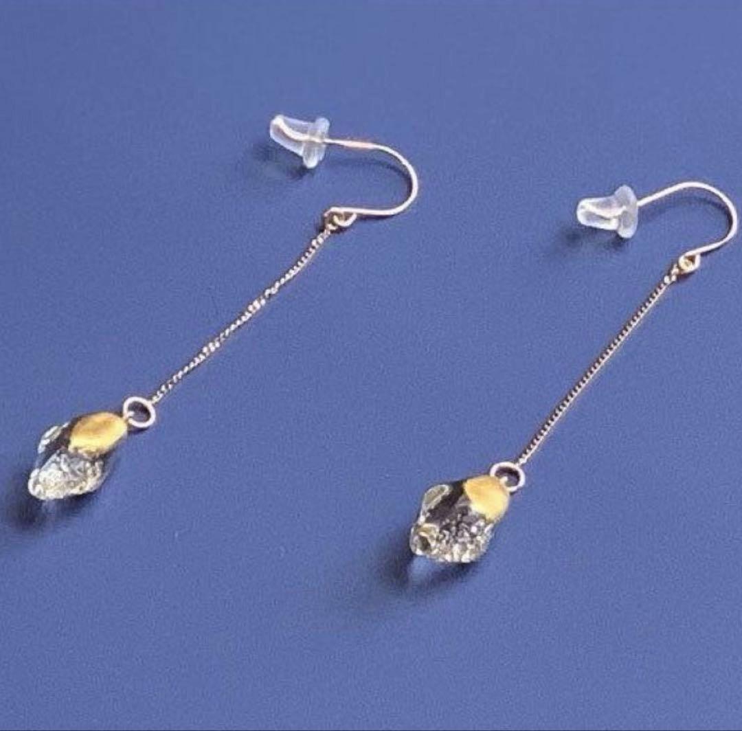 【定価24,200円】HARIO ピアス「Haku」K10 金箔 ガラスストーン