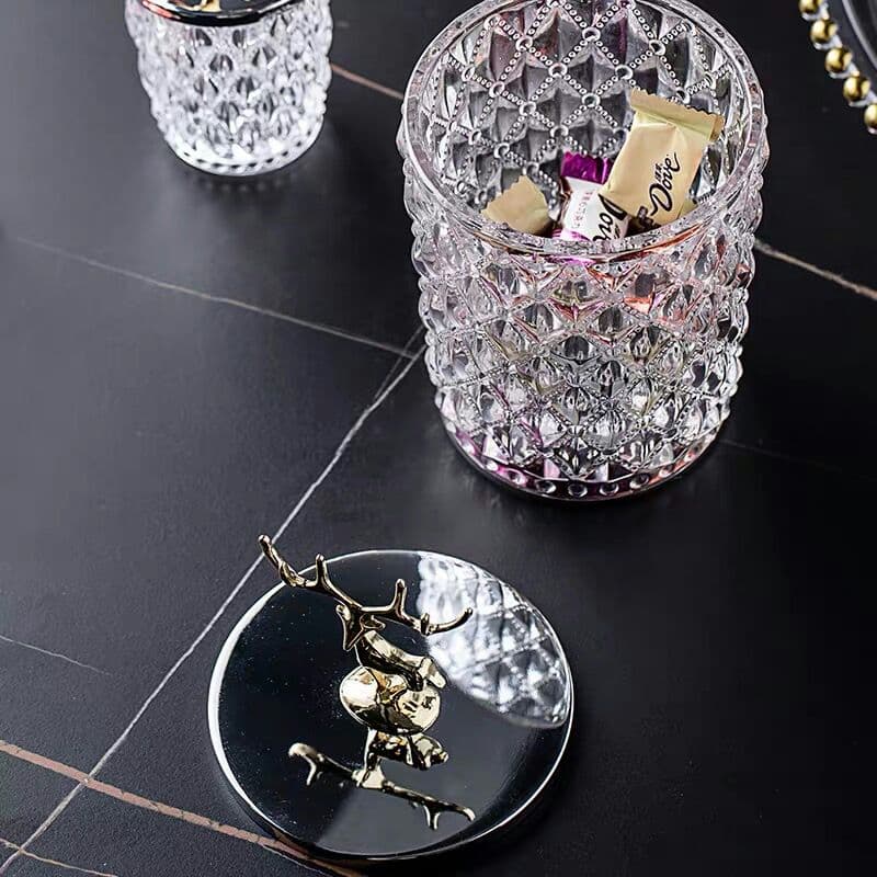 現代軽奢クリスタル収納ガラスキャンディ缶小置物北欧シンプル玄関収納