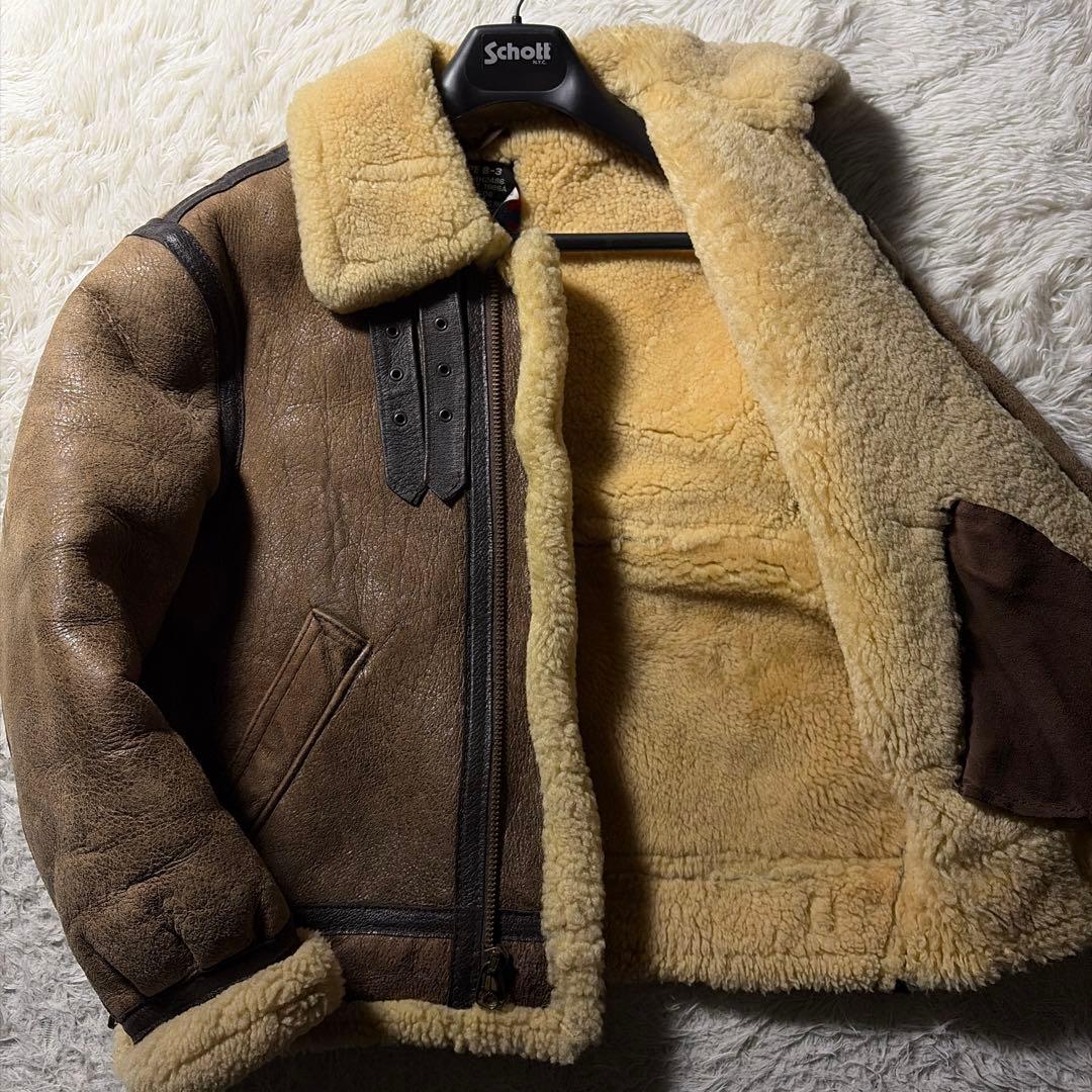 【米国製】schott フライトジャケット　B-3 羊革　ムートン　ボア　40