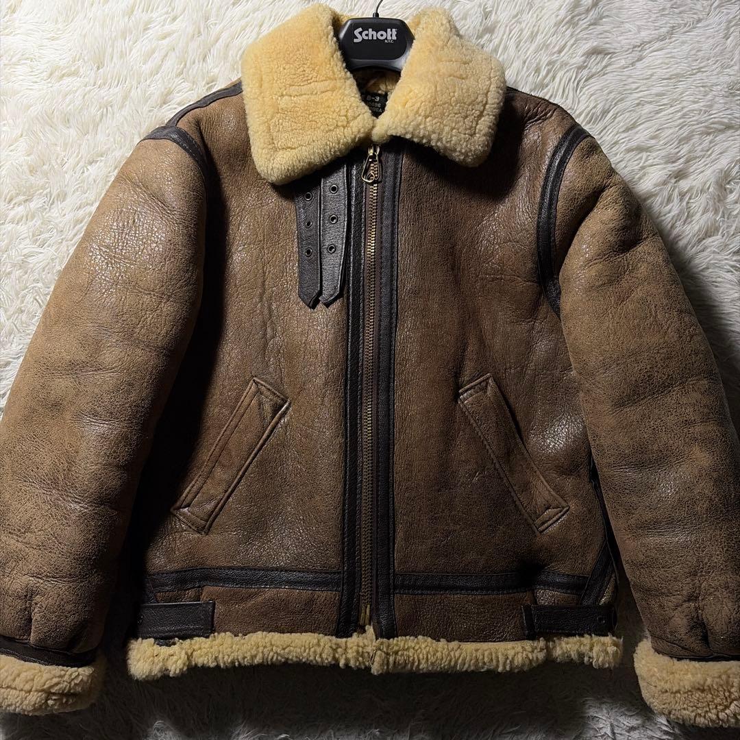 【米国製】schott フライトジャケット　B-3 羊革　ムートン　ボア　40