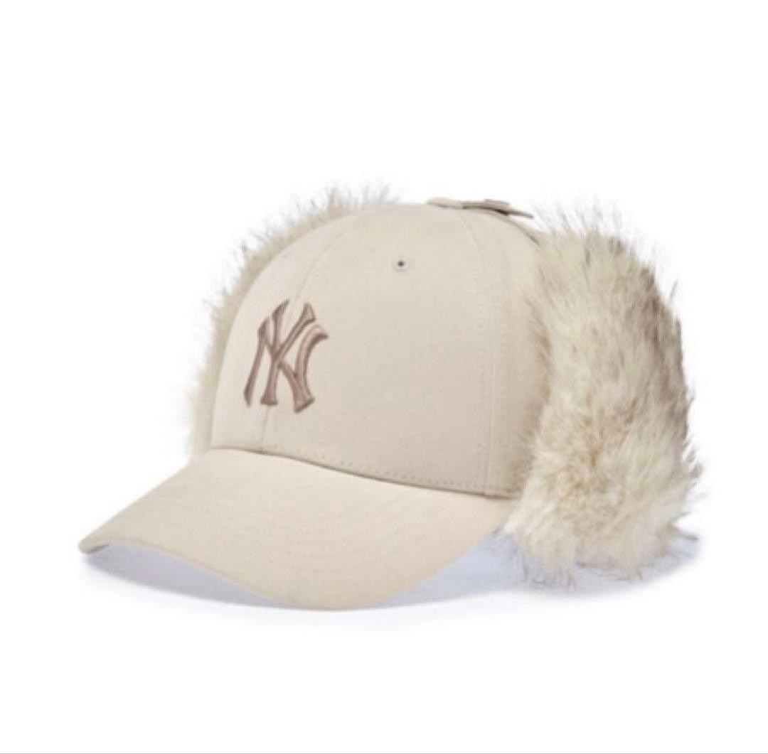 【韓国限定】MLB ⭐︎NYフライトキャップ　クリーム　新品未使用イヤーフラップ