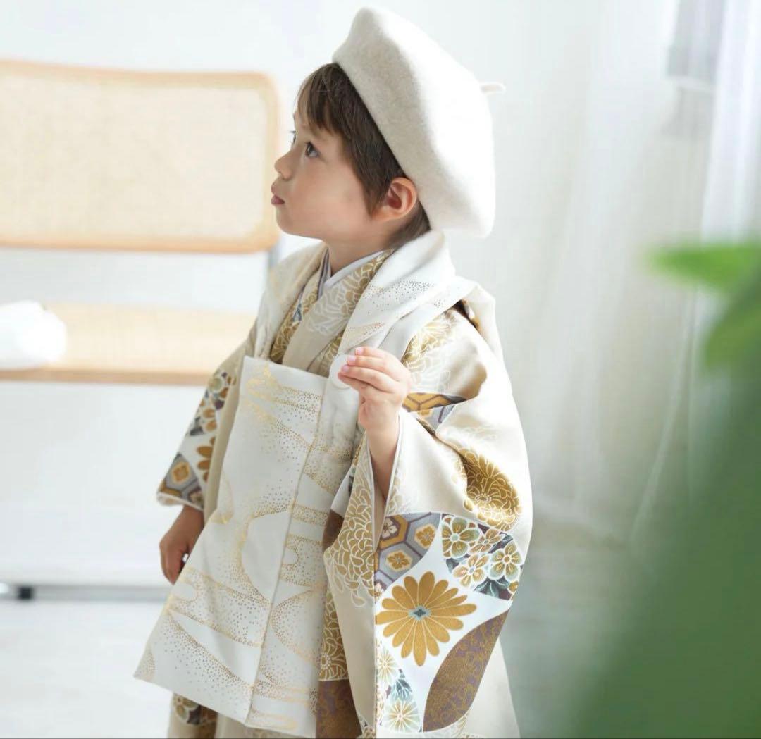 utatane ひよこ商店　七五三　3歳　男の子　クリーム金彩　エクリュ七宝
