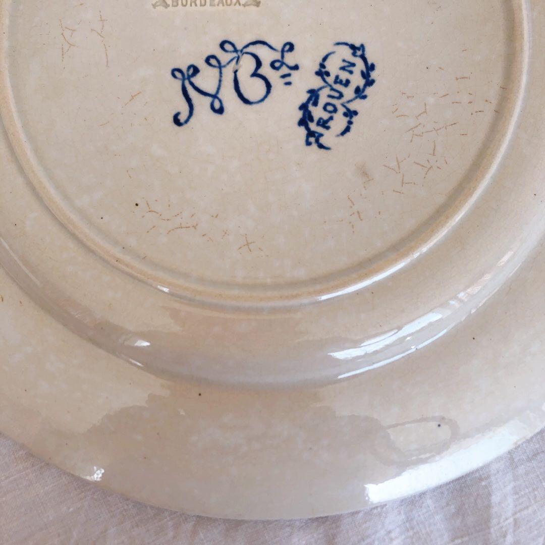 ヴィエイヤーボルドー　ルアン　ディナープレート　フランスアンティーク食器